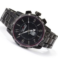 Infrared Men's Red 1/100 Swiss Quartz Mechatronic Chronograph Bracelet Watch BLACK