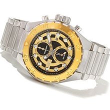 Invicta 13087 Men's Watch Pro Diver Black Gold Dial Quartz Chrono Stainless