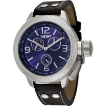 Invicta Men's Multi-Function Stainless Steel Blue Dial Black Leat ...