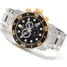 Invicta Men's Pro Diver Scuba Quartz Chronograph Stainless Steel Bracelet Watch BLACK