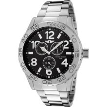 Invicta Men's Stainless Steel 50mm Black Dial 3 Eye Day Date Fashion W