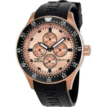 Invicta Signature II GMT Rose Gold-tone Dial Stainless Steel Blac ...