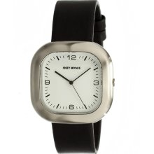 Issey Miyake Mens Go Stainless Watch - Black Leather Strap - White Dial - ISSSILAX003