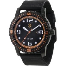 Izod Men's IZS3/2.Black.Orange Black Nylon Quartz Watch with Orange Dial