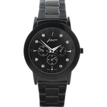 J-three Japanese-quartz Movement Round Case Fasion Watch (39302 Black)