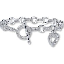 Jared Diamond Heart Bracelet 1 1/2 ct tw Diamonds 14K White Gold- Bracelets