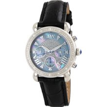 JBW Women's Victory Leather Watch in Black with Blue Dial