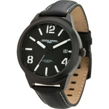 Jorg Gray Leather Black Dial Men's watch #JG1950-12