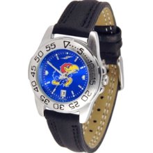 Kansas Jayhawks NCAA AnoChrome Sport Ladies Watch (Leather Band)