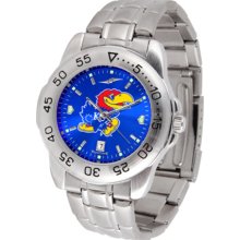 Kansas Jayhawks Sport Steel Band Ano-Chrome Men's Watch