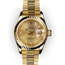 Ladies Champagne Dial Fluted Bezel Rolex President (945)