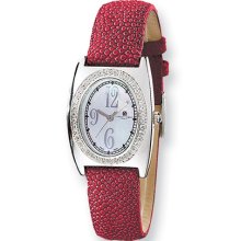 Ladies, Charles Hubert, Red Stingray Band, Diamond Watch