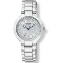 Ladies` Citizen Eco Drive Round Silvertone Watch