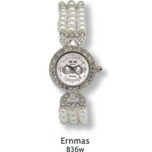 Ladies Claddagh Silver Plated Watch With Freshwater River Pearls Bracelet