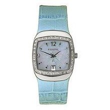 Ladies Fossil Blue Leather Diamond Watch Es9718