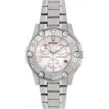 Ladies Rotary Watch Steel Chronograph Date Wristwatch Alb00033/07