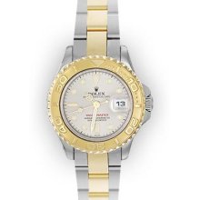 Ladies Two Tone Silver Dial Rotating Bezel Rolex Yacht-Master (558)