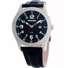 Lambretta Mens Luigi Stainless Watch - Black Leather Strap - Black Dial - LAM2126/BLA