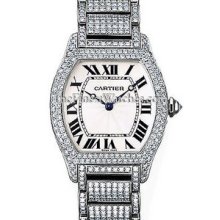 Large Cartier Tortue White Gold Jewelry Ladies Watch WA5043MC