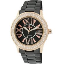 Le Chateau Black Ceramic Women's Watch With White Stones Zirconias 5870rsws-blk