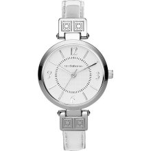 Liz Claiborne Womens White Watch with Skinny Paten