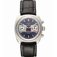 Longines Chronograph Brown Band Blue Dial