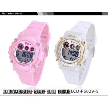 Lovely Girl Sweet Pink Color Multifunctional Waterproof Electronic Sport Watch