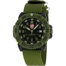 Luminox Men's 'OPS' Black Dial Green Nylon Strap Quartz Watch