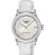 Luxury Automatic Women's Watch - Mother-of-Pearl Dial With White Leather Strap