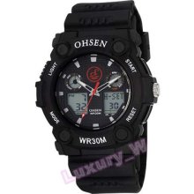 Luxury Ohsen Military Analong Digtial Light Rubber Quartz Wirst Man Sport Watch