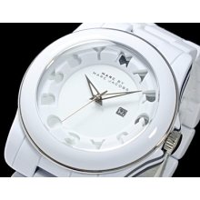 Marc By Marc Jacobs Mbm4565 Icon Stripe Layered Case All White Acetate Watch