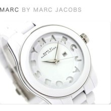 Marc Jacobs Womens Watch All White Acrylic Large Bubble W/ Box Mbm4565