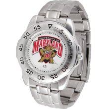 Maryland Terrapins UMD Mens Sports Steel Watch