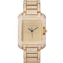 Medium Cartier Tank Anglaise Pink Gold Full Pave Watch HP100560