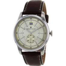 Men Christian Van Sant CV0313 Stainless Steel Case Leather Bracelet