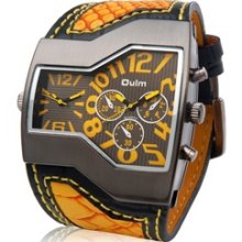 Menâ€™s Watch: New Dual Quartz Analog Sporty Watch with Faux Leather Strap