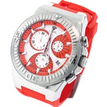 Men's Aqua Master White Orange Dial Orange Band Steel Case Chrono Watch W339