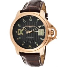 Men's Black Dial Dark Brown Genuine Leather ...