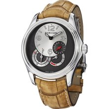 Men's Bressel Grey/Silver Dial Tan Genuine Alligator ...