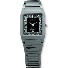 Mens ChiselÂ® Tungsten/black Illusion Dial Cz 29mm X 34mm Watch