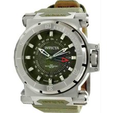 Men's Coalition Force GMT Stainless Steel Case Canvas Strap Green Dial