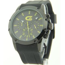 Mens Croton Rubber Chronograph Yellow Markers Watch CX328023BKYL