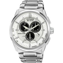 Men's Eco-Drive Stainless Steel Case and Bracelet Silver Dial Perpetual Calendar