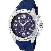 Men's Eograph Chronograph Blue Grid Dial Blue Rubber ...