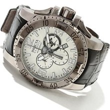 Men's Excursion Chronograph White Textured Dial Black Genuine Lea ...