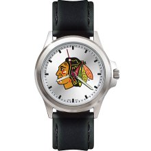 Mens Fantom Chicago Blackhawks Watch With Leather Strap