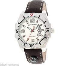 Mens Field And Stream Sport Watch W/ Date Leather Band And Compass Fsm026