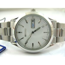 Mens Gents White Seiko Water Resistant Designer S/steel Day Date Watch Sm4