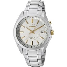 Men's Kinetic Silver Dial Gold Tone Accent Stainless Steel ...