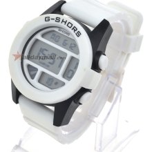 Men's Multifunction Silicone Digital LED Wrist Watch - White